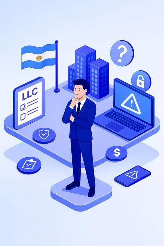 Empresario argentino analizando errores comunes al abrir una LLC en EE. UU. desde Argentina