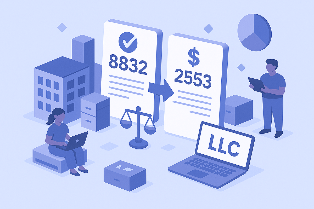 Formulario 8832 vs. Formulario 2553: Diferencias clave en la clasificación fiscal de una LLC Comparación entre el Formulario 8832 y el Formulario 2553 para entender la clasificación fiscal de una LLC